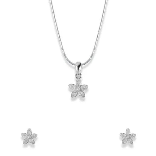 Daisy bloom silver pendant set