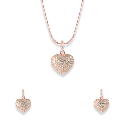Rose gold elegant heart pendant set