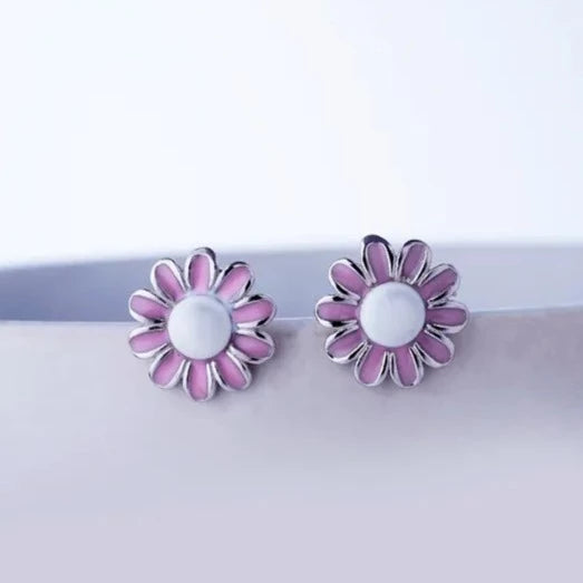 Silver beautiful pink fuchsia earring