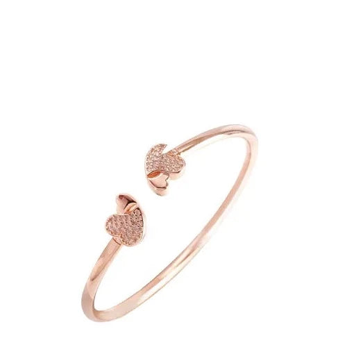 Rose gold twin heart elegant bracelet
