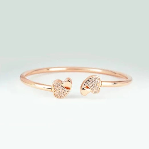 Rose gold twin heart elegant bracelet